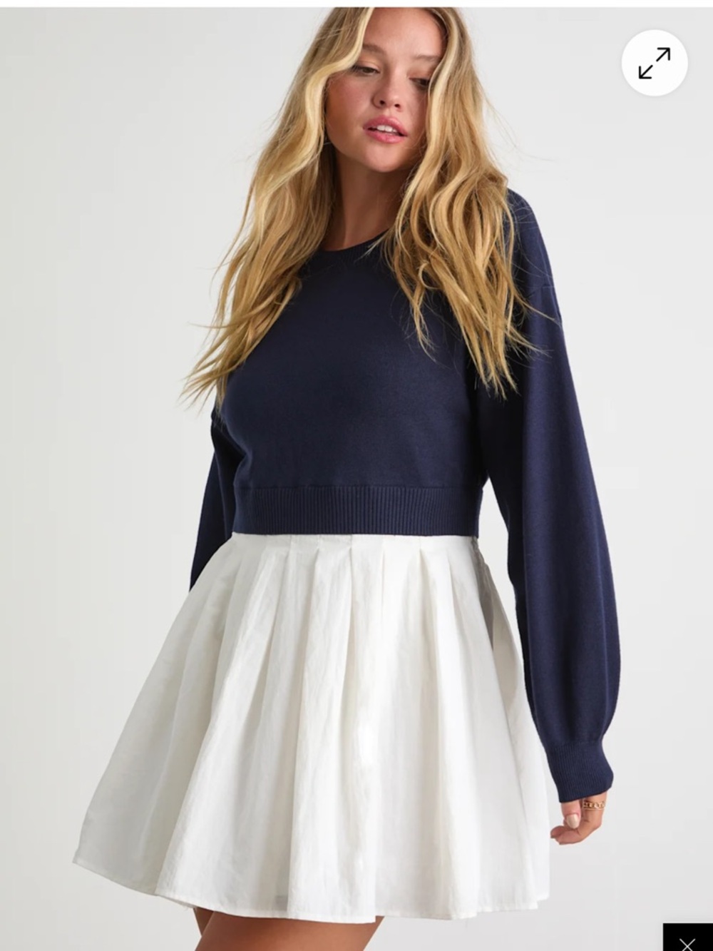 Lulus White Pleated Mini Skirt - Women's Flared Skirt NWT - Picture 4 of 6